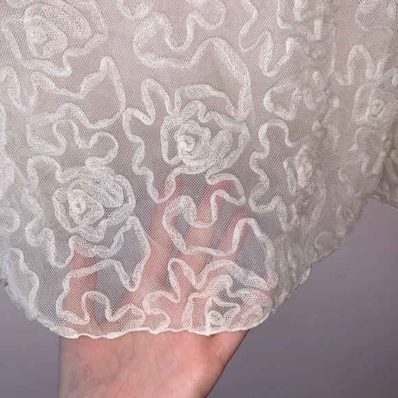 Free People Ivory White Embroidered Sheer Tank Top Large Women’s - Picture 4 of 8